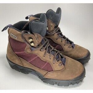 One Sport Goretex Hiking Boots Size 7 Brown and Red Leather and Fabric